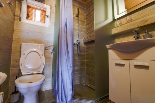 a bathroom with a toilet and a sink at Hill Residence in Banja Luka