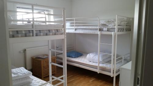 a room with two bunk beds in a room at Stall Hällarp in Falkenberg