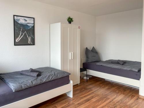 A bed or beds in a room at Cosy flat with stunning view