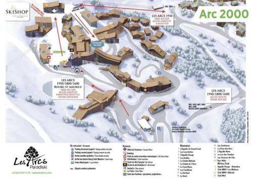 een kaart van de lodge in het sneeuwmassadorp bij Joli Studio proche funiculaire in Bourg-Saint-Maurice