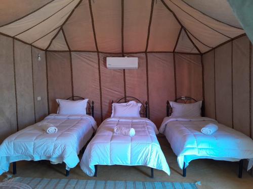 Adrouineにあるmerzouga berber tentsのテント内のベッド2台