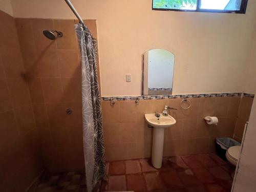 A bathroom at SOLID Surf Camp Hostel Nicaragua