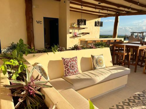 Zona de estar de sunsteps Casa holbox