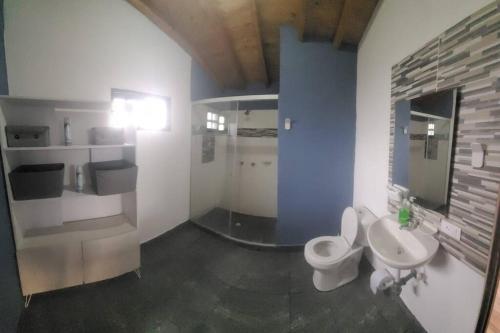瓜爾內的住宿－Finca La Consentida，浴室配有白色卫生间和盥洗盆。