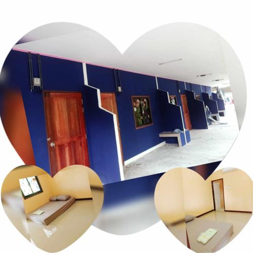 a heart shaped photo of a blue room with a mirror at คอปเตอร์HOUES in Ban Khlot