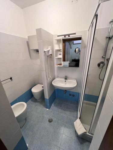 シエナにあるB&B Casale Virgiliのトイレと洗面台のあるバスルーム