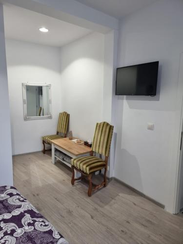 TV a/nebo společenská místnost v ubytování Casa Musceleana