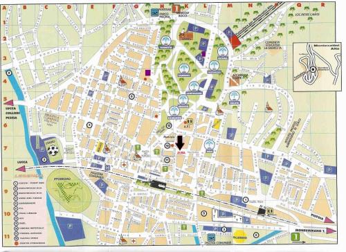 a map of a city with many attractions at HOTEL ALBA in Montecatini Terme