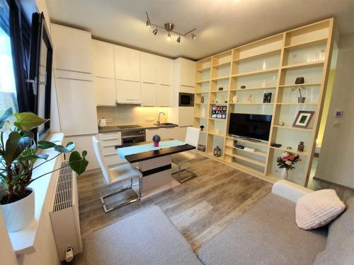 Μια τηλεόραση ή/και κέντρο ψυχαγωγίας στο Comfy & stylish flat in the city centre + parking