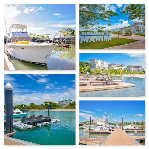 a collage of photos of a harbor with a boat at Luxury in the Tropics that Sleeps 6 in El Chirú