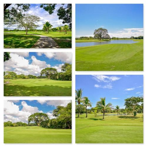a group of four pictures of a golf course at Luxury in the Tropics that Sleeps 6 in El Chirú