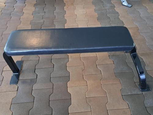 a black bench sitting on a brick floor at 6C-Short-term rental allowed-2BRs Downtown Bangkok in Makkasan