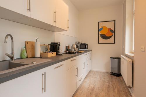 Kuchyňa alebo kuchynka v ubytovaní maremar - Style Apartment im Zentrum - Luxus Boxspringbett - Arbeitsplatz - Highspeed WLAN