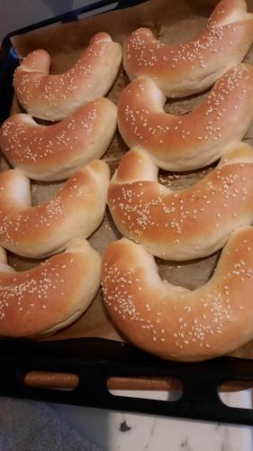 a group of bagels sitting on a baking sheet at Hotel U Beránků in Libochovice