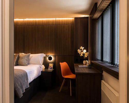 Ένα ή περισσότερα κρεβάτια σε δωμάτιο στο Modern 1-Bed Studio 4D Close to Royal Infirmary & DMU