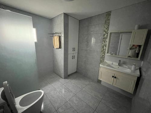 パイサンドゥーにあるRELAX IIIのバスルーム(トイレ、洗面台、鏡付)