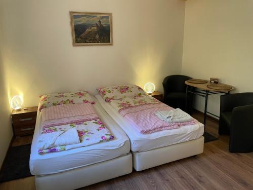 Ένα ή περισσότερα κρεβάτια σε δωμάτιο στο Apartmány Telnice - Medorhof