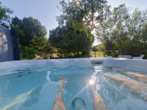 Πισίνα στο ή κοντά στο de la salle gite 8 personnes à la campagne avec jacuzzi 4 chambres 3 WC