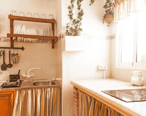 a kitchen with a sink and a counter top at la casita del pueblo PET friendly granada in Acebuches