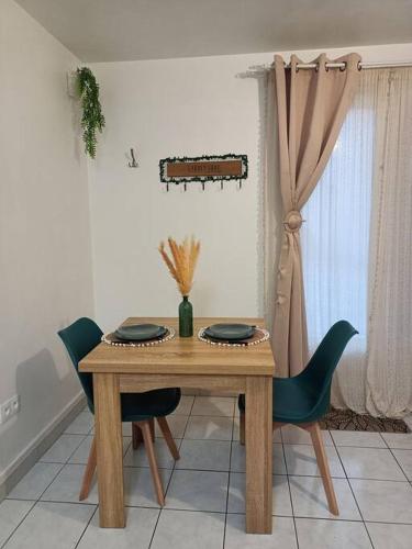 a dining room table with chairs and a table and a violin at Kedge 9 - proche centre, tram & universités in Talence