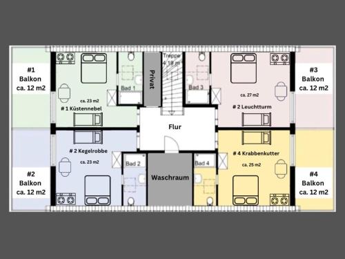 a floor plan of a house at Haus zwischen den Wehlen bei Büsum, 16 Personen in Westerdeichstrich