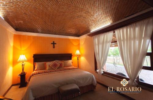 Quinta El Rosario 객실 침대