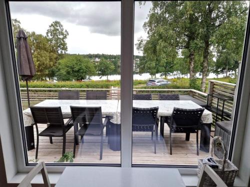 a view of a patio with a table and chairs at 4 star holiday home in SKÖVDE-By Traum in Skövde