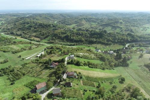 an aerial view of a small village in a green field at Deja View in Ivančići