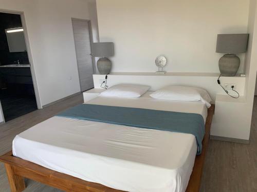 a bedroom with two beds in a room at Puunui Lodge in Vairao