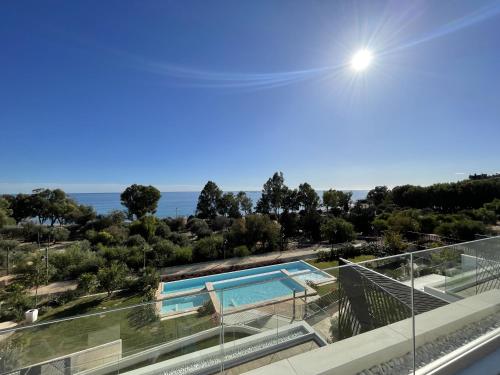 a view of the ocean from a house at Luxury Sea View Penthouse by United Renters in Villajoyosa