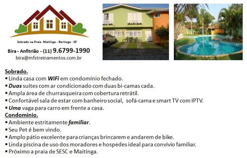 a screenshot of a flyer for a house at Casa na Praia de Maitínga - Bertioga - SP in Bertioga