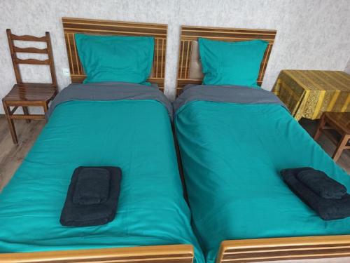 two beds sitting next to each other in a room at Cozy home in Zugdidi