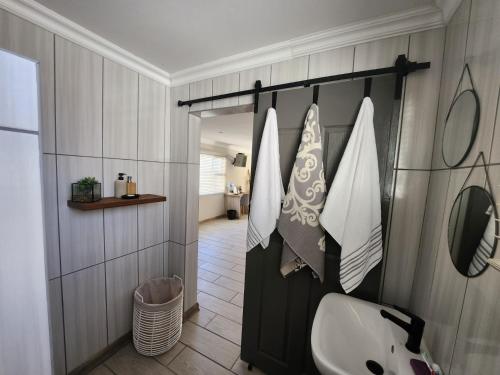 a bathroom with a sink and a toilet in a room at On Enslin selfcatering in Middelburg