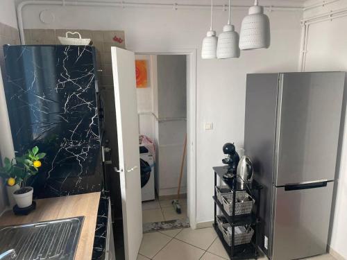 Kuchyň nebo kuchyňský kout v ubytování Appartement proche gare TGV