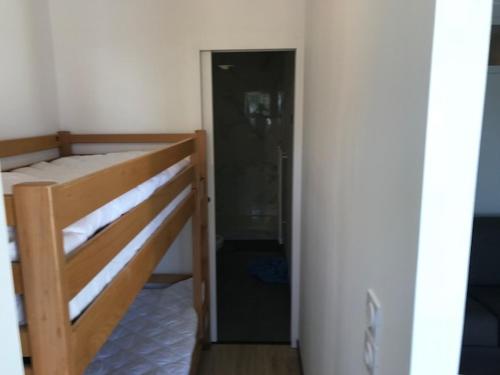 1 dormitorio con litera y puerta en COCON DE 4 à 6 personnes en Val Louron