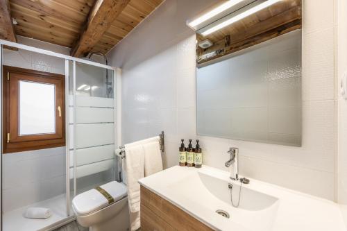 La salle de bains est pourvue d'un lavabo et de toilettes. dans l'établissement AP Plaza de España 12, à Madrid