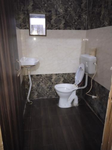 a bathroom with a toilet and a sink at Balaji homestay Mathura in Vrindavan in Mathura