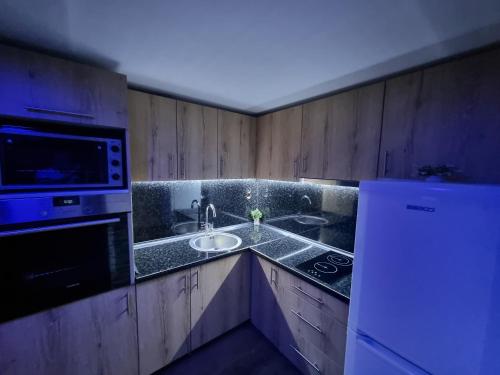a kitchen with a sink and a microwave at Jajce,Plivsko jezero in Jajce