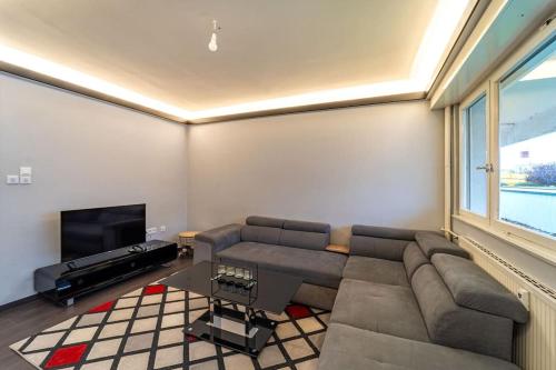 希爾蒂蓋姆的住宿－magnifique appartement F2，带沙发和平面电视的客厅