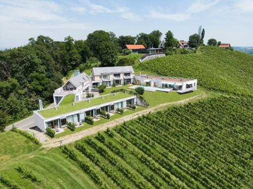 an estate on a hill with a vineyard at RELAX APARTMENTS An der Lage Hochgraßnitzberg in Spielfeld