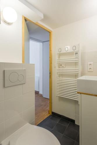 - une cuisine avec un lavabo et des toilettes dans la chambre dans l'établissement L'amiénoise-6min à pied du centre, à Amiens
