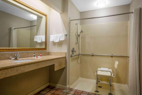 a bathroom with a sink and a shower at Days Inn by Wyndham Lonoke in Lonoke