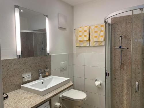 Koupelna v ubytování Haus Helios