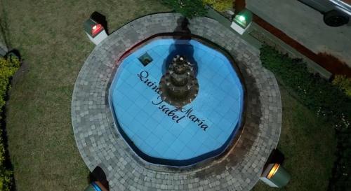 an overhead view of a turtle in a blue pond at Quinta maría isabel. Elegante y restaurada in Gualaceo