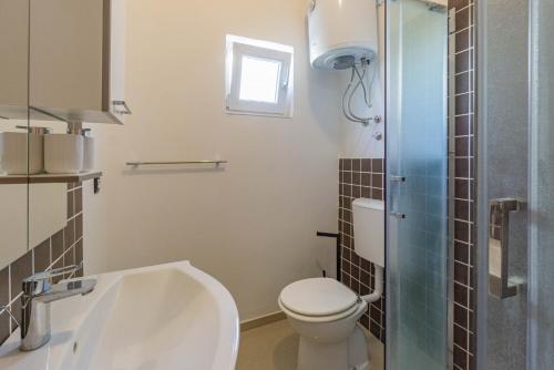 a bathroom with a toilet and a sink and a shower at Federica in Zubovići