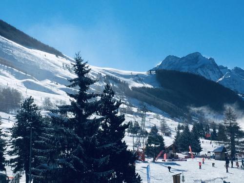 a christmas tree on top of a snowy mountain at 2 alpes in Les Deux Alpes