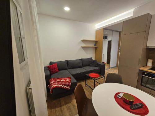 a living room with a couch and a table at Apartman Oki in Belgrade