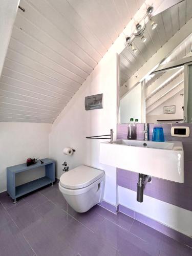 a bathroom with a white toilet and a sink at Saint Patrick-Guest House Del 1200 in Barletta