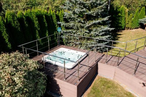 an overhead view of a hot tub in a garden at Chill Warmia in Dywity