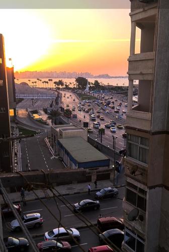 a view of a parking lot with cars parked at الشاطبي in Alexandria